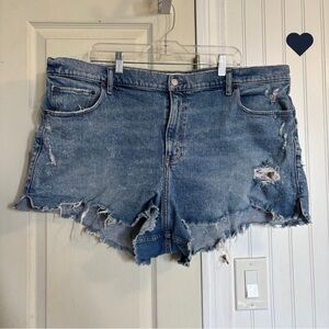 Abercrombie & Fitch 35/20 The Cutoff Short High Rise Blue Distressed Jean Denim